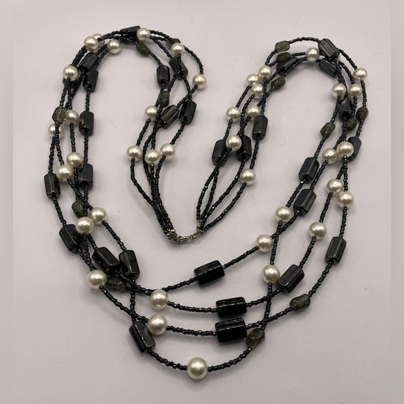 3 for $30 Vintage Artisan Long Multi Strand Beaded and Faux Pearl Necklace - Picture 1 of 4
